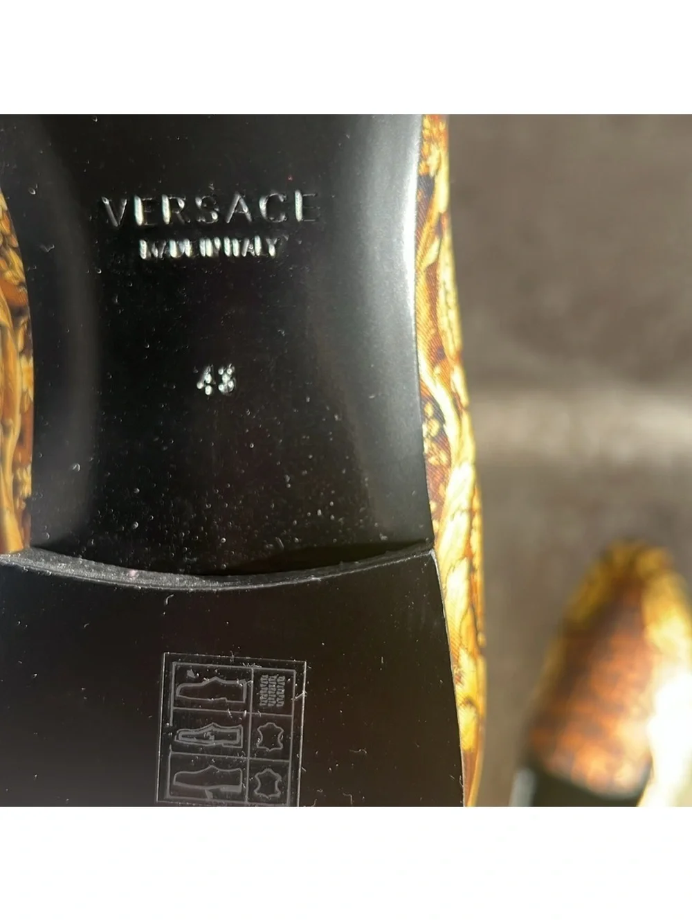 Versace Baroque Print Smoking Slippers Slip-On Shoes, Size EU 43 New +DustBag
